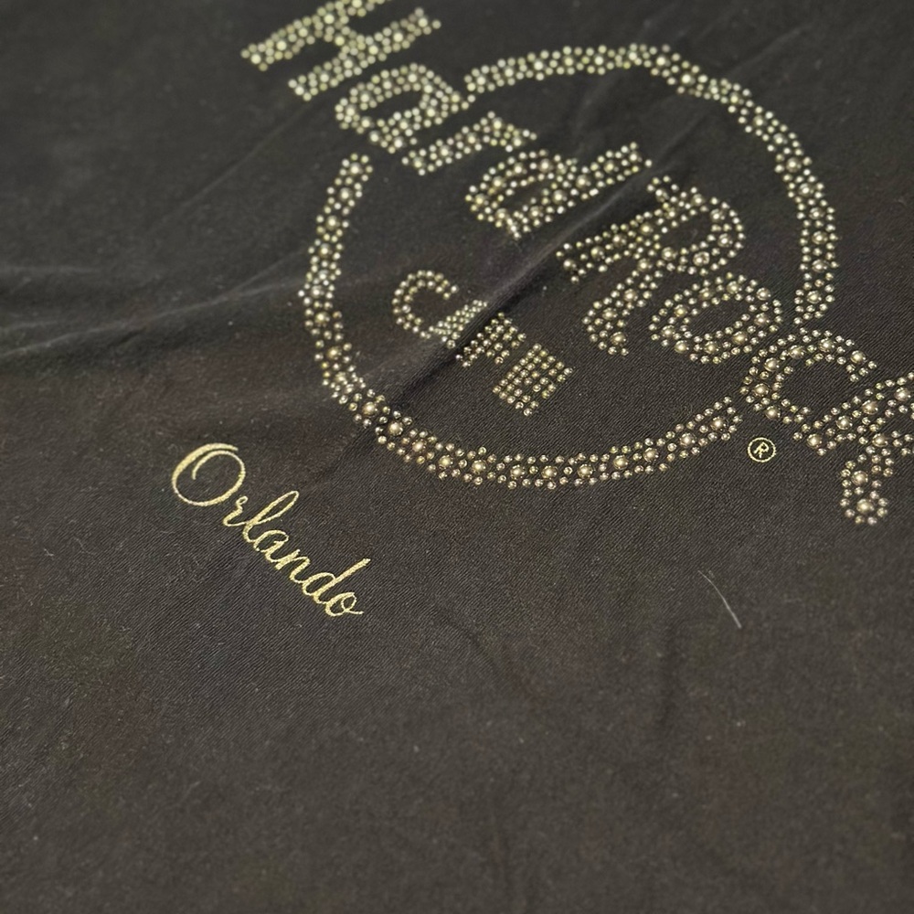 Hard Rock Cafe Black Tee with Gold Studded Accents
